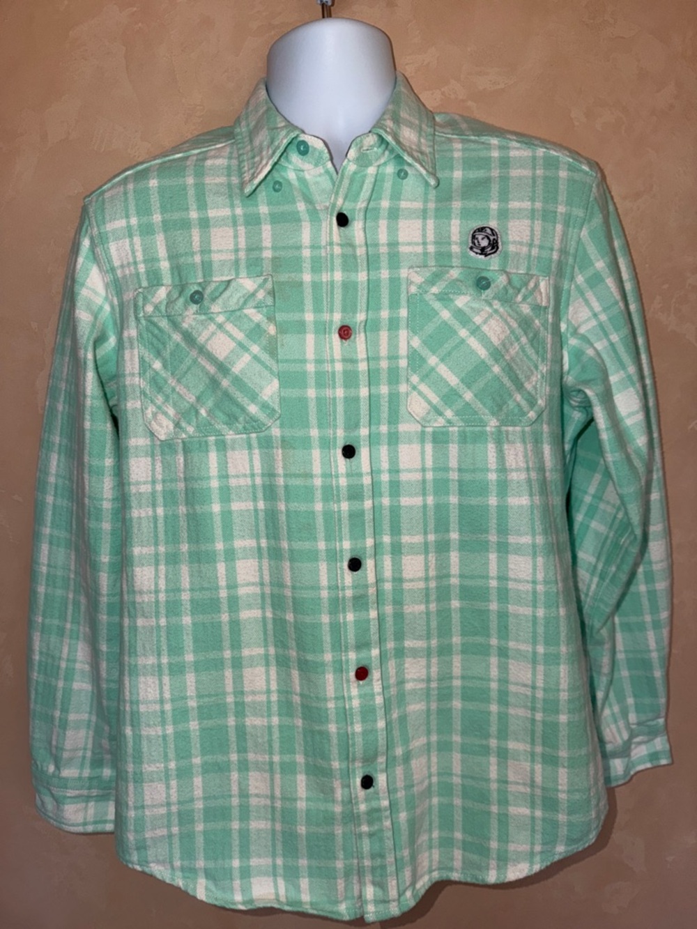 Billionaire Boys Club Mint Green and White Plaid Button-Down Shirt